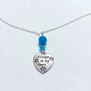 Memorial dog cat paw Always in my heart 925 sterling silver necklace